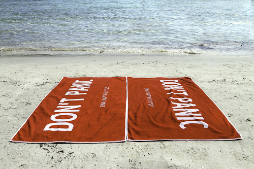 H2G2 Towel on a beach